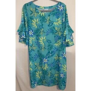 Escapada Dress Resort Wear Teal Turquoise Green Tropical Women’s Size Large